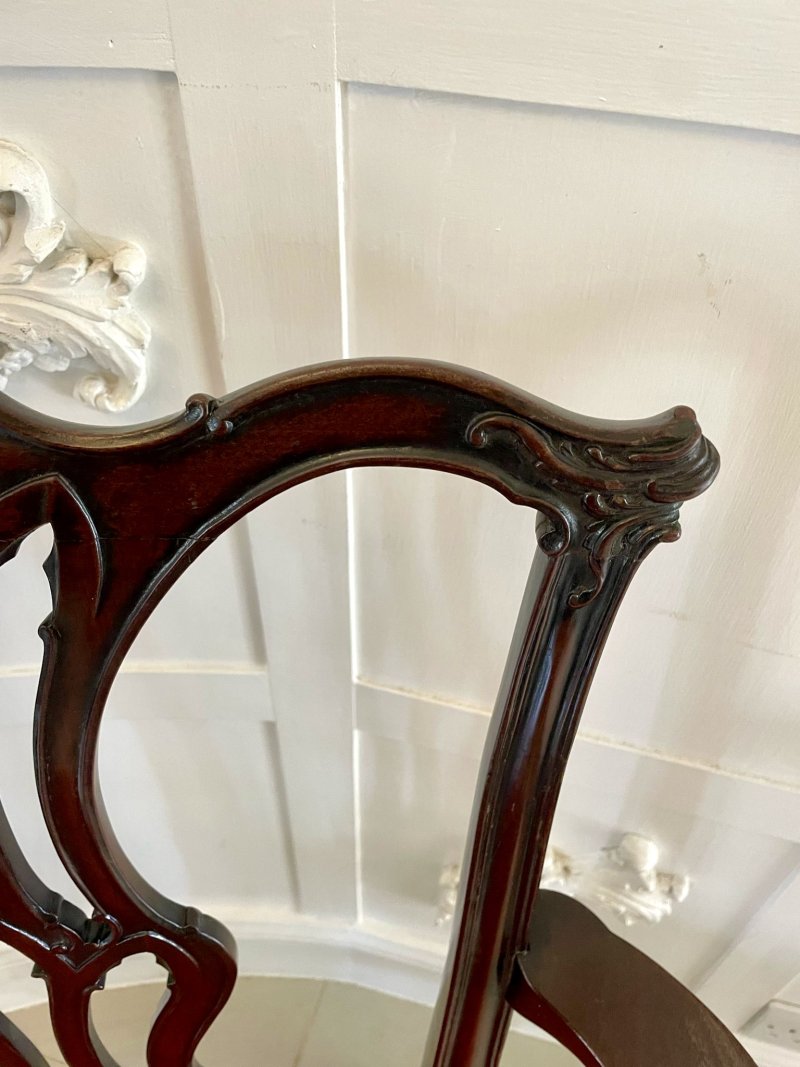 Set of 12 Antique Victorian Quality Carved Mahogany Dining Chairs - Image 13